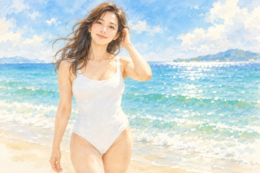 記事から着想した架空人物の水彩風AIアート。タレント本人の画像ではありません。