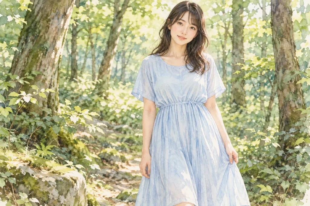 記事から着想した架空人物の水彩風AIアート。タレント本人の画像ではありません。